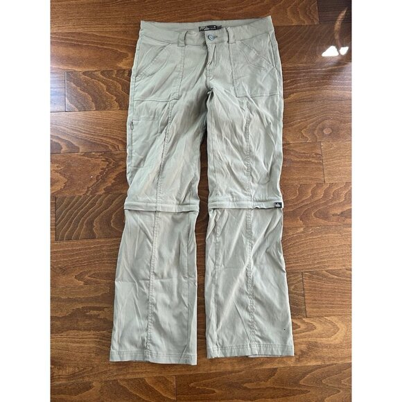 prAna - Women's Convertible Cargo Pants Dark Tan Size 8 Nylon Adjustable - Picture 2 of 8